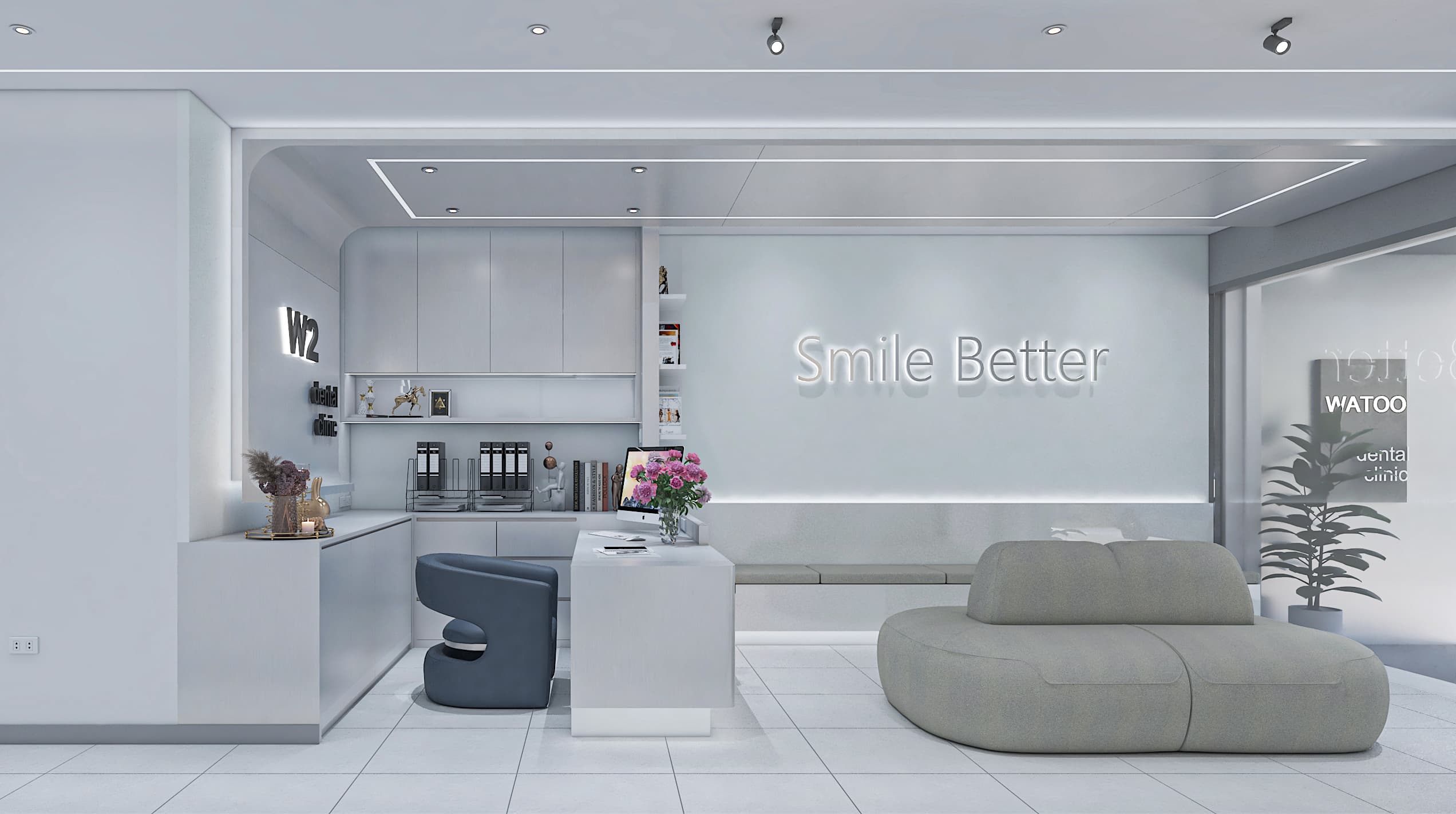 โซนต้อนรับของ W2 Dental Clinic